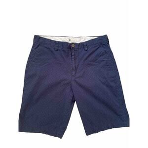 J.CREW Men's Navy Small White Design Cotton Flat Front Chino Shorts Size 33W